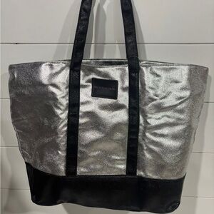 Victoria's Secret Metallic Silver and Black Tote